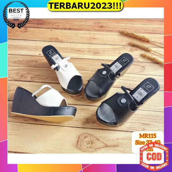 Sandal Wanita Tali Silang Wedges Import Remaja Selop Premium K2F5 Karet Kekinian Fashion Tertutup Pe