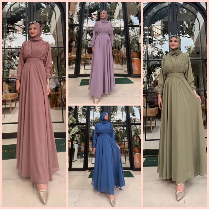 KIARA DRESS FREE PASHMINA | Dress Kondangan | Dress Fashion | Dress Cantik