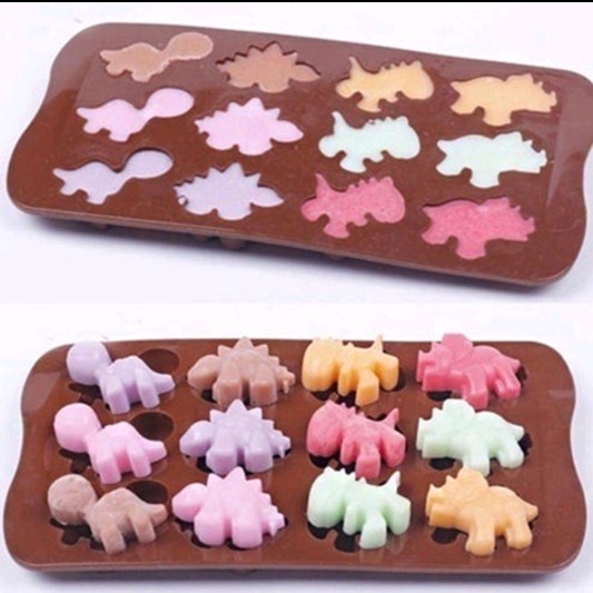 Cetakan Silikon Silicone Dinosaurus Dino Trex T-Rex Jelly Cokelat Kue