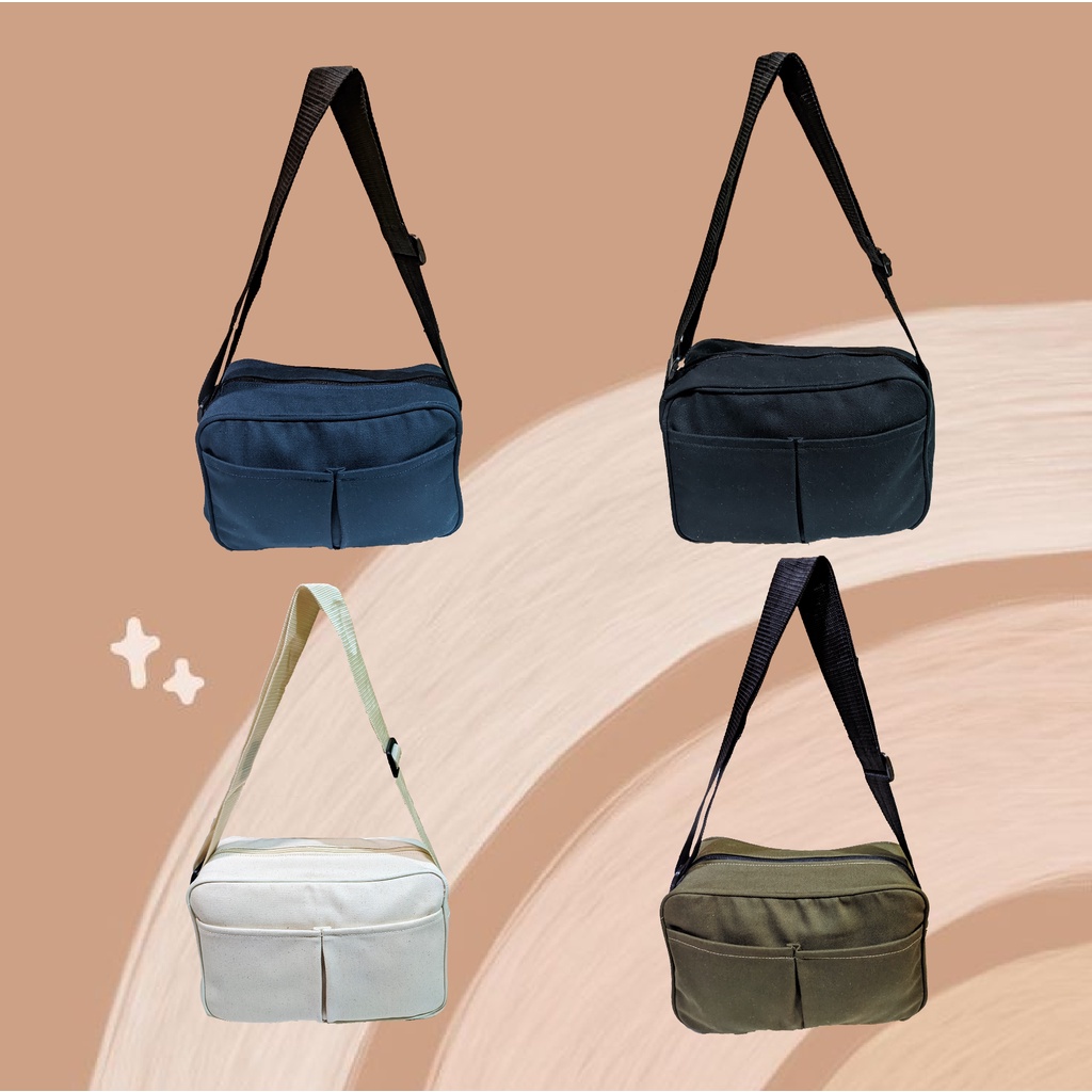 Sling Bag Kanvas Wanita dengan Resleting Luna Double Pouch: Gaya dan Fungsionalitas dalam Satu Tas!