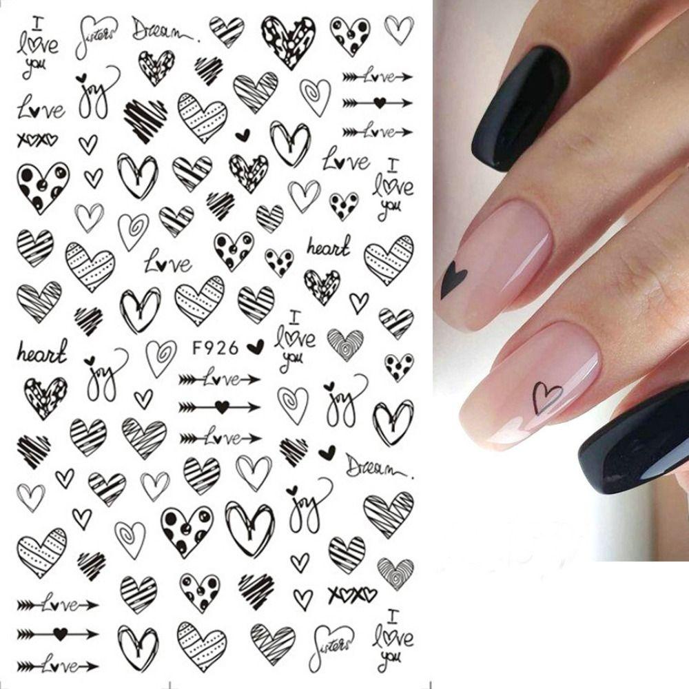 Solighter Stiker Kuku Lucu Berbentuk Hati Huruf Heart Love Nail Art Dekorasi