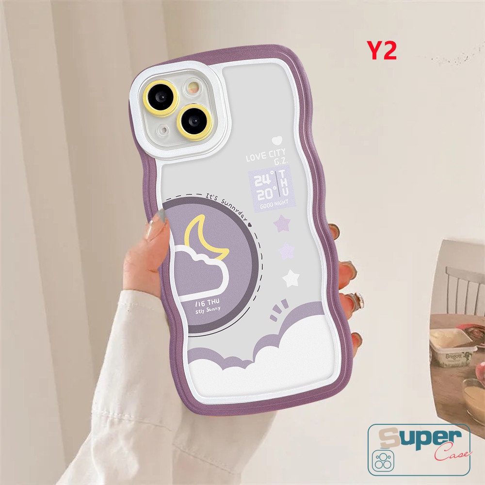 Untuk Samsung A14 A23 A32 A13 A04 A12 A04s A50 A03s A04E A21s A52 A53 A50s A22 A52s A11 A33 A02s A31 A30s A20 A51 M32 Pasangan Bergelombang Pinggiran Siang Malam Ramalan Cuaca Soft TPU Case Cover