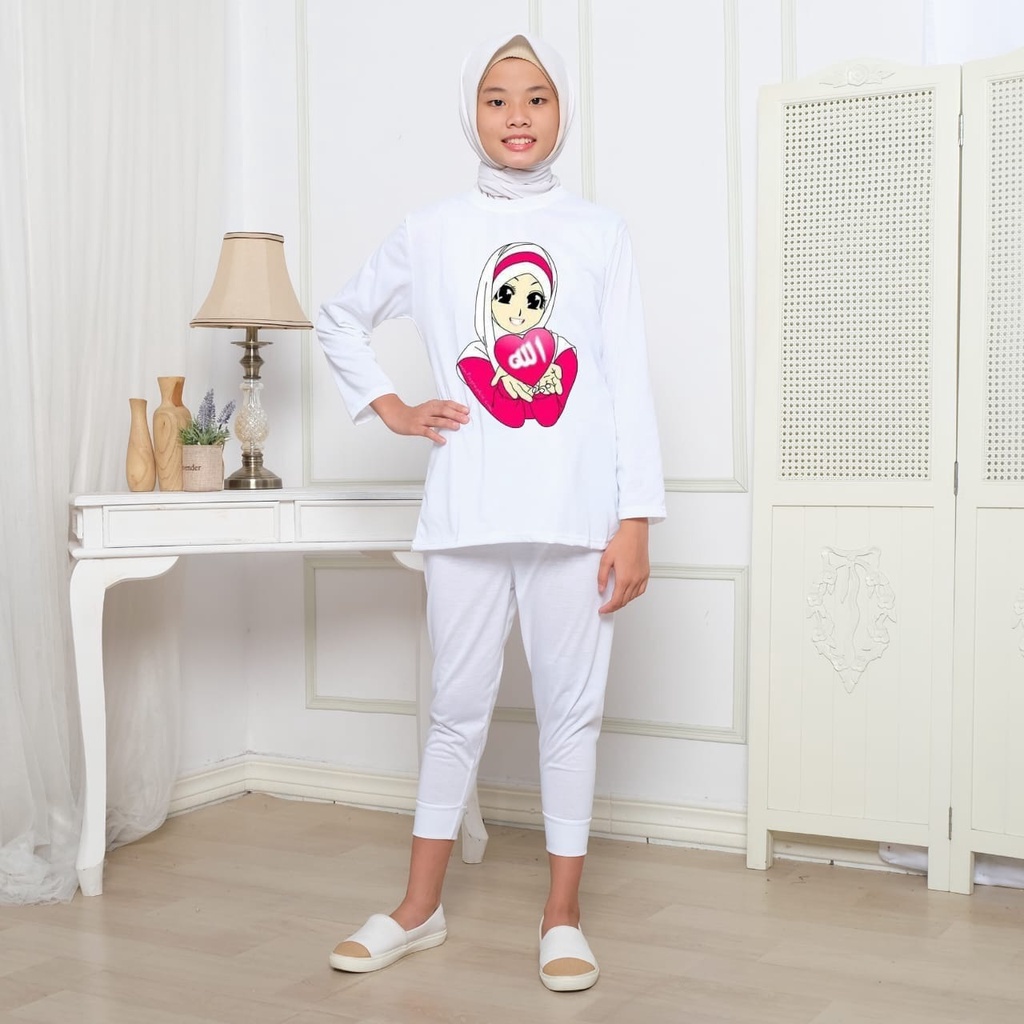 Hzl_outfit Setelan Baju Panjang Anak Dan Remaja/Tulisan Arab Hijab Baju Setelan Anak