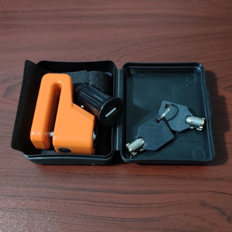 Kunci Cakram Model WO Original Safety Disc Lock Free charger USB