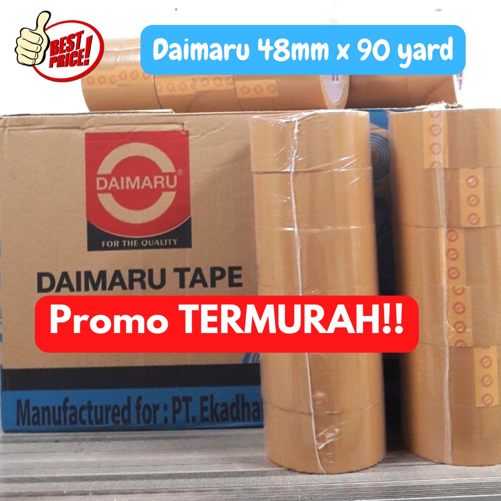 6 Pcs Lakban Daimaru 2 Inchi 48mm x 90 Yard OPP Tape Coklat Bening