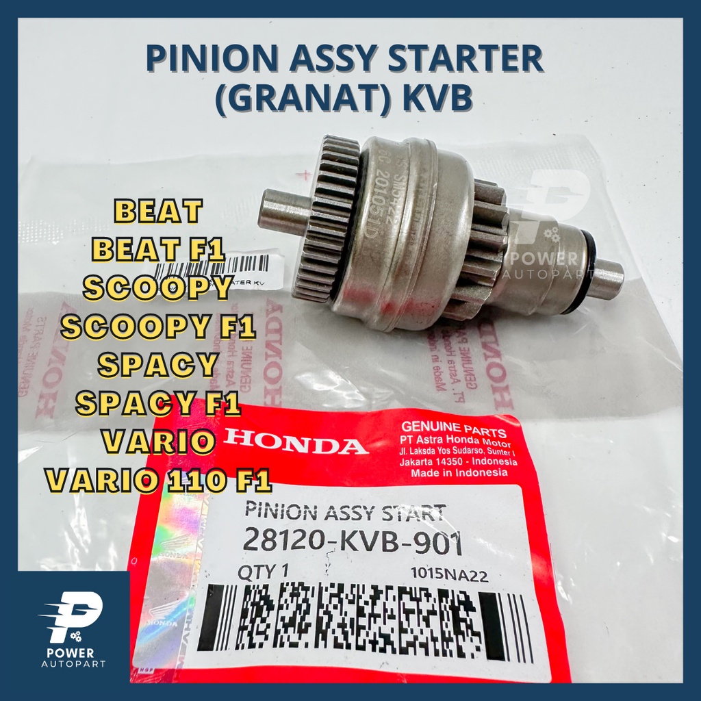 PINION ASSY STARTER HONDA BEAT, VARIO, SPACY, SCOOPY GRANAT GIGI KUALITAS ASLI ORIGINAL - KVB
