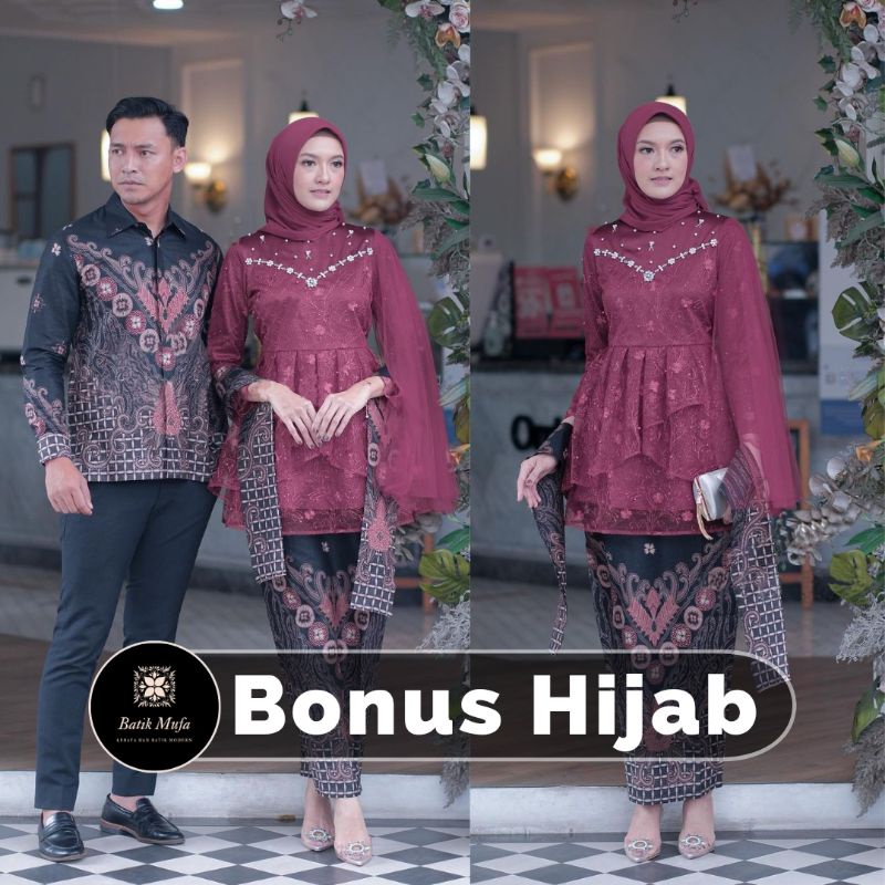 Kebaya Couple MEYCA Maroon Kebaya modern kebaya tunangan kebaya wisuda kebaya lamaran terbaru