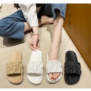 GO! SD1045 Sandal Slop Wanita Karet Jelly Korea Motif Serut Sendal Serut Karet Elastis Balance