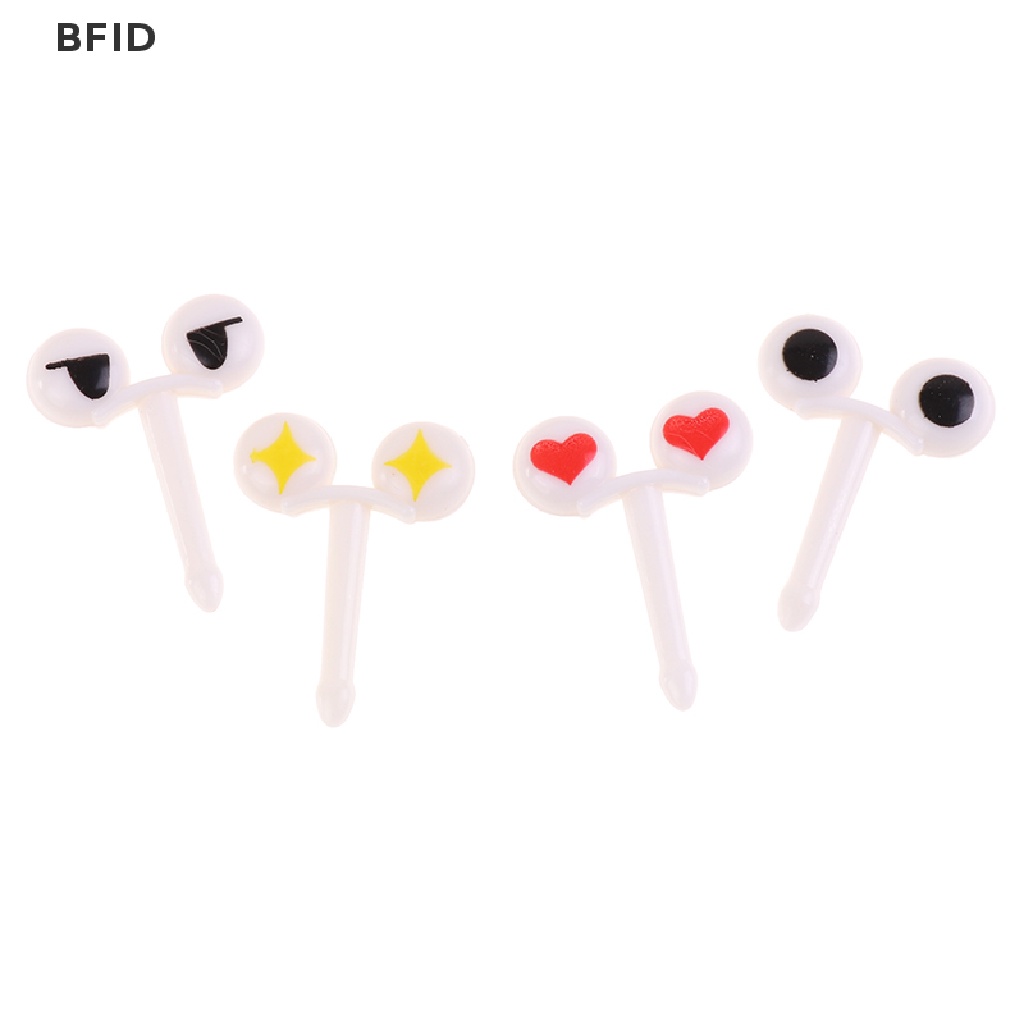 [BFID] 10pcs/set Mini Lucu Kartun Mata Kawaii Lunch Bento Box Makanan Buah Picks Garpu [ID]