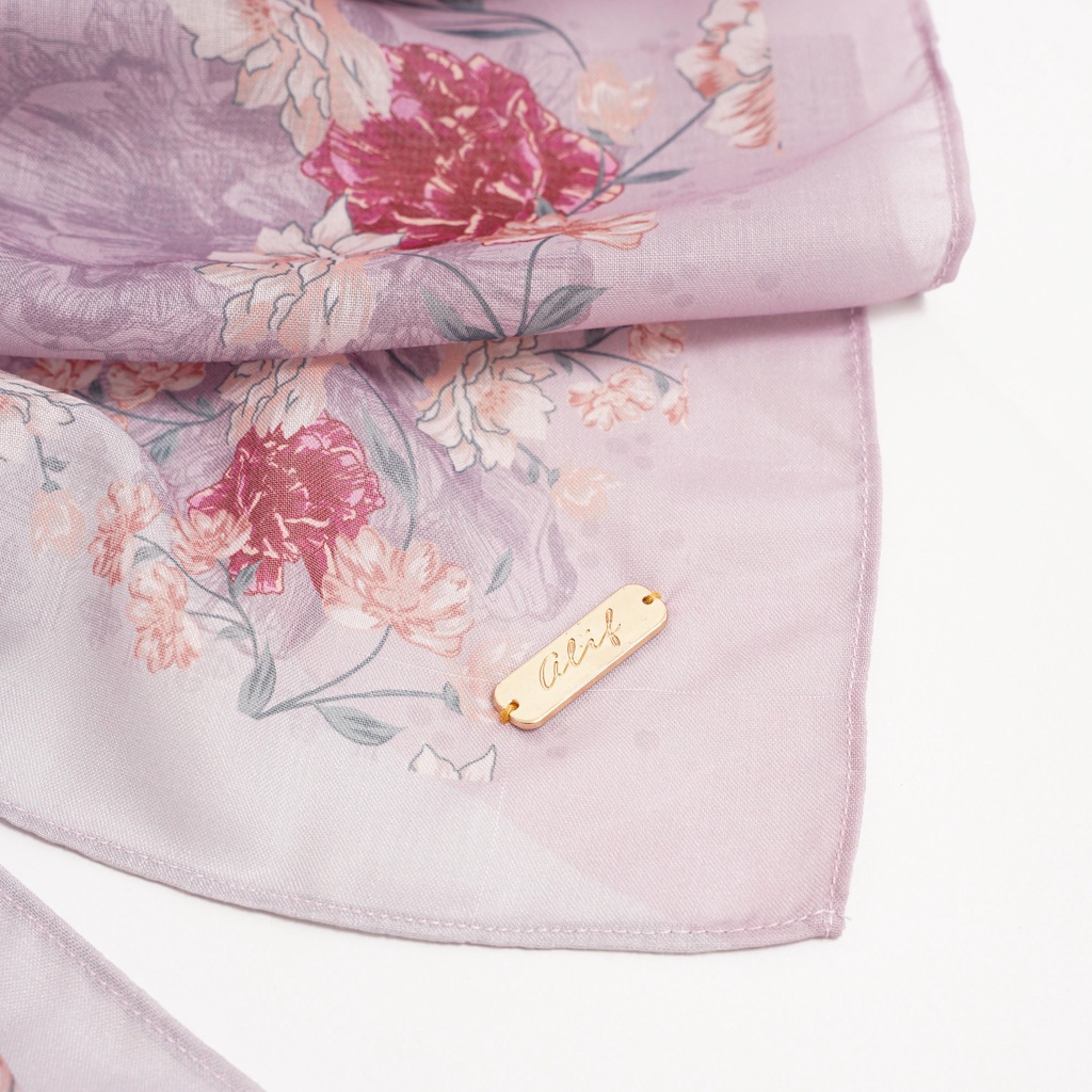 ALIF HIJAB SEGI EMPAT MOTIF PARIS PREMIUM KOREA - THE ROSE IN MAUVE ORCHID ( SPR-D2-002 )