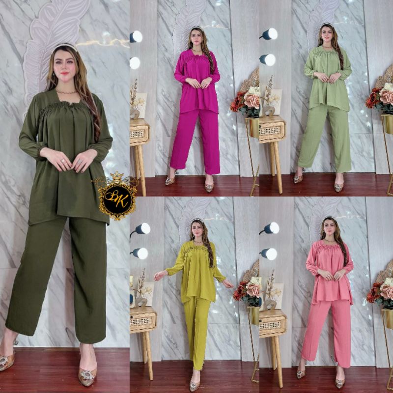 Setelan Cringkel Fuji Jumbo Ld 120 | One Set Cringkel Jumbo Ld 120 | Setelan Lengan Panjang Wanita |