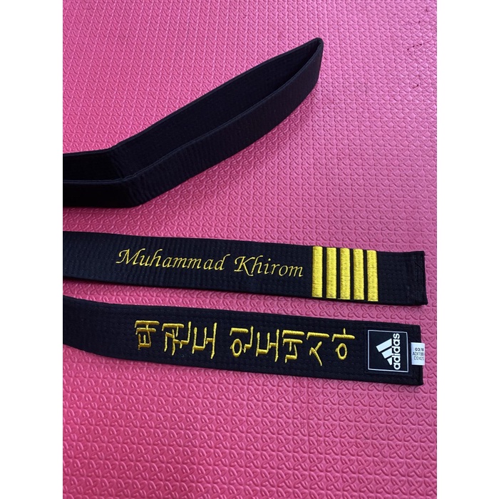 SABUK HITAM TAEKWONDO ADIDAS ORIGINAL-BORDIR