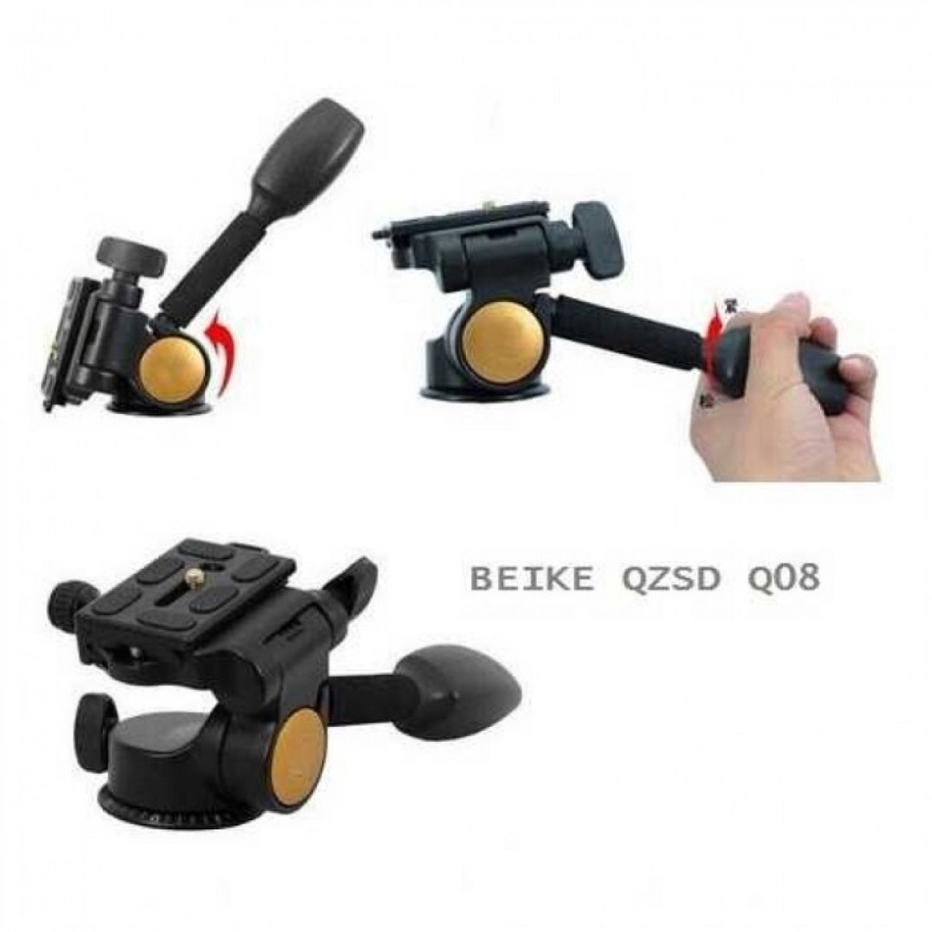 Kepala Tripod Kamera DSLR 3 Way Fluid Ball Head Quick Release Plate