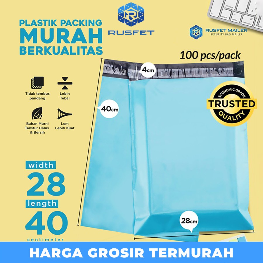 

POLYMAILER EKONOMIS BIRU 28x40 - PLASTIK PACKING ONLINE MURAH PER PACK