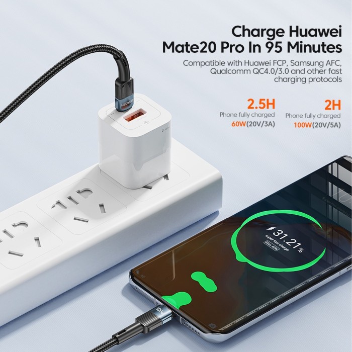 Essager Kabel Data Fast Charging PD 60W 3A/100W 5A Type C to Type C Quick Charge 4.0