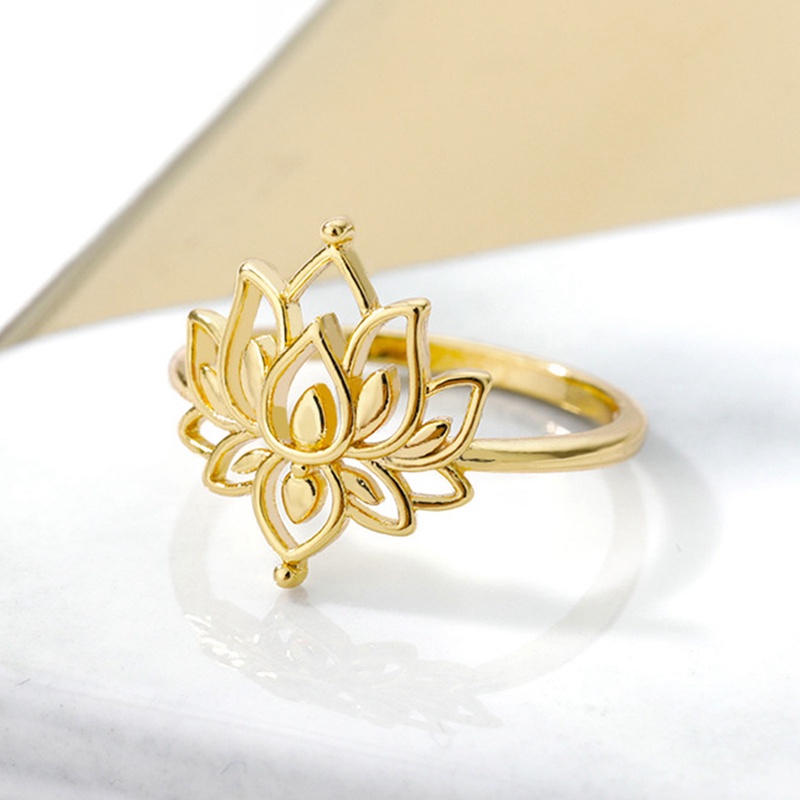 Lotus Flower Rings Untuk Wanita Stainless Steel Sliver Color Finger Ring Vintage Cincin Pernikahan Perhiasan Hari Valentine Bague