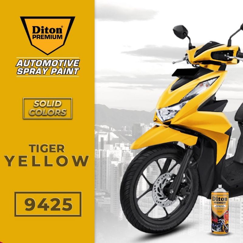 Pilok Cat Diton Premium Tiger Yellow 9425 Kuning 400cc Tahan Bensin Cat Semprot Pylok Cepat Kering