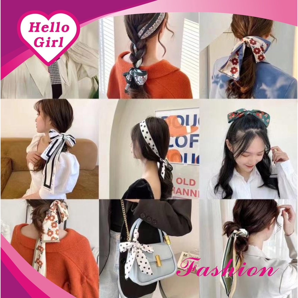 (Hello Girl)F178 Syal Lebar/Scarf/Ikat Rambut Wanita/Syal Multifungsi Elegan Import