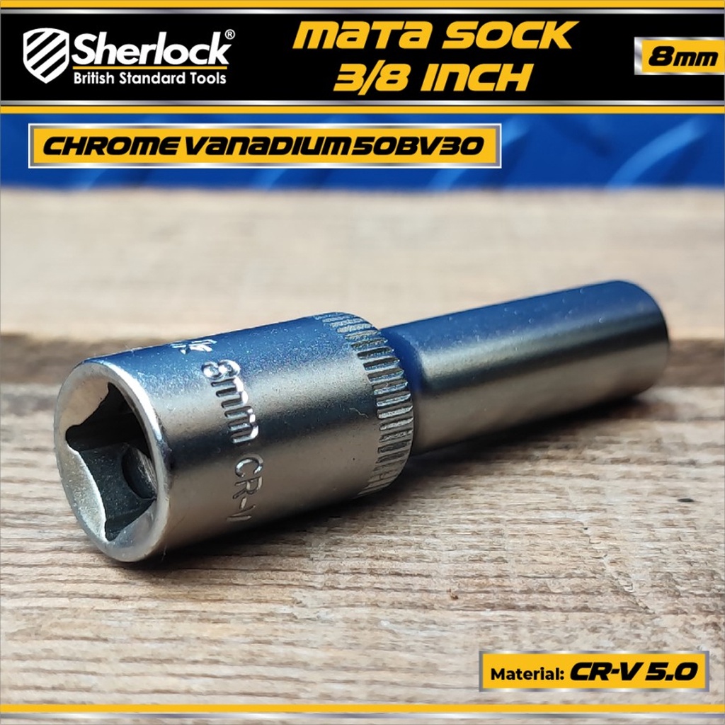 Mata Sock Panjang 3/8&quot; Drive 6 PT/ Deep Wall Socket 6 PT Original Sherlock 8 mm