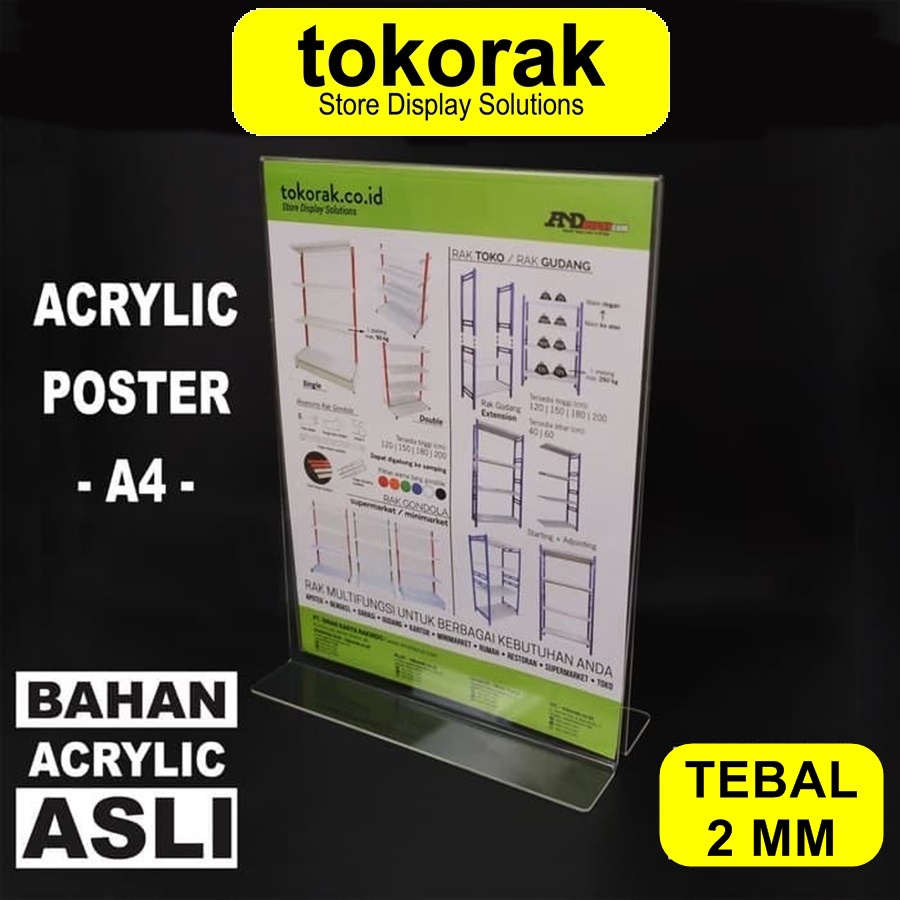 ACRYLIC POSTER A4 - AKRILIK - TENT CARD - MENU BROSUR - DISPLAY HOLDER