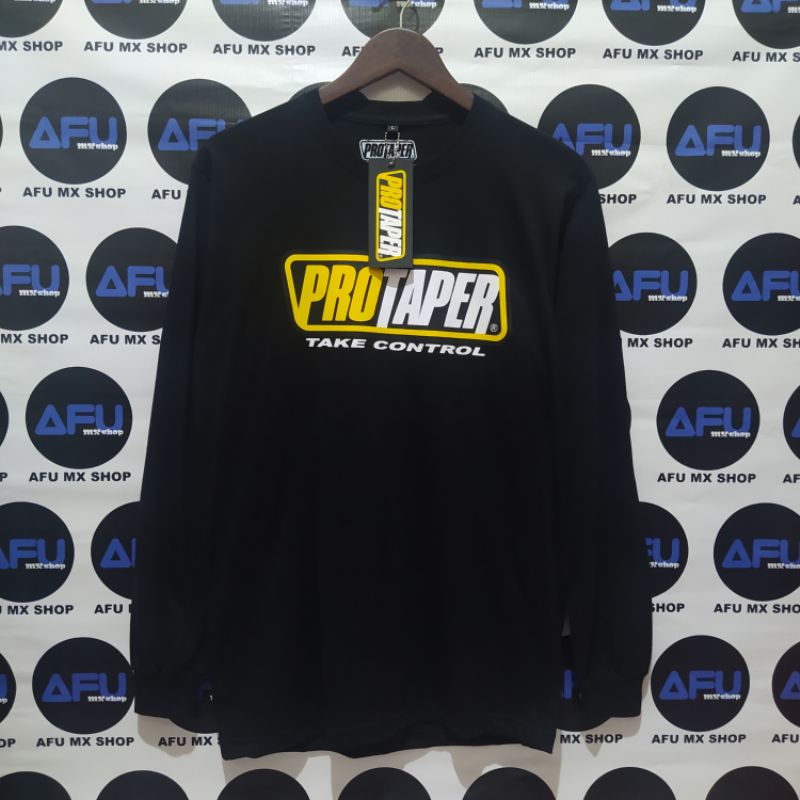KAOS TSHIRT LENGAN PANJANG TRAIL MOTOCROSS PRO TAPER HITAM RIB