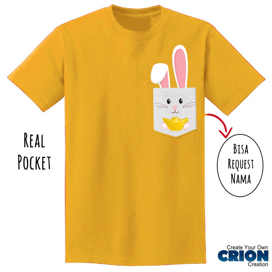 Kaos Imlek 2023 Tahun Kelinci Rabbit Face dengan kantong asli - crion