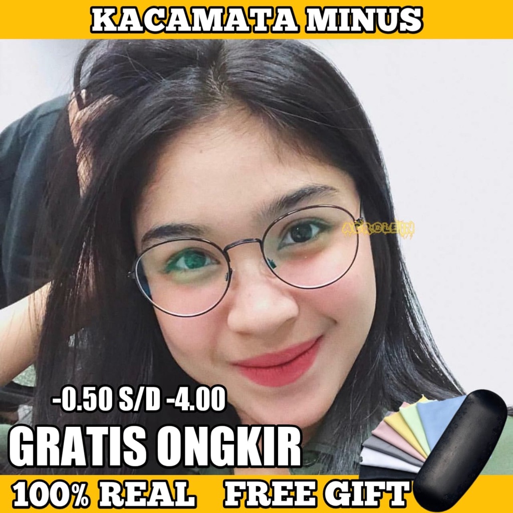 KACAMATA MINUS/KACAMATA RABUN JAUH/KACAMATA MINUS OPTIK ASLI UKURAN -0.50 S/D -4.00 WANITA/PRIA UNISEX FREE BOX DAN LAP