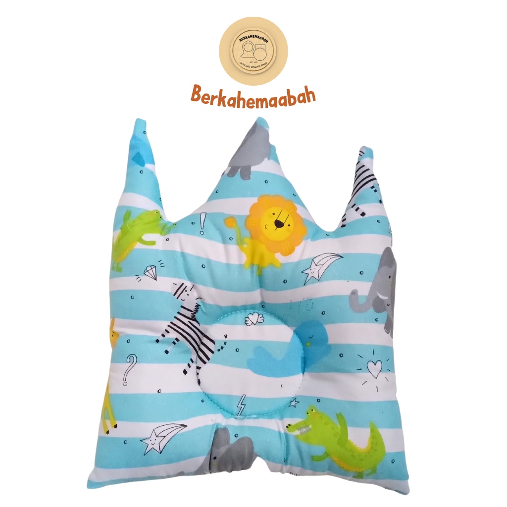 (ANIMAL BIRU) Bantal Bayi Anti Peyang Mahkota Series | Bantal Bayi | Flat Head Prevention Pillow | Bantal Mahkota Series