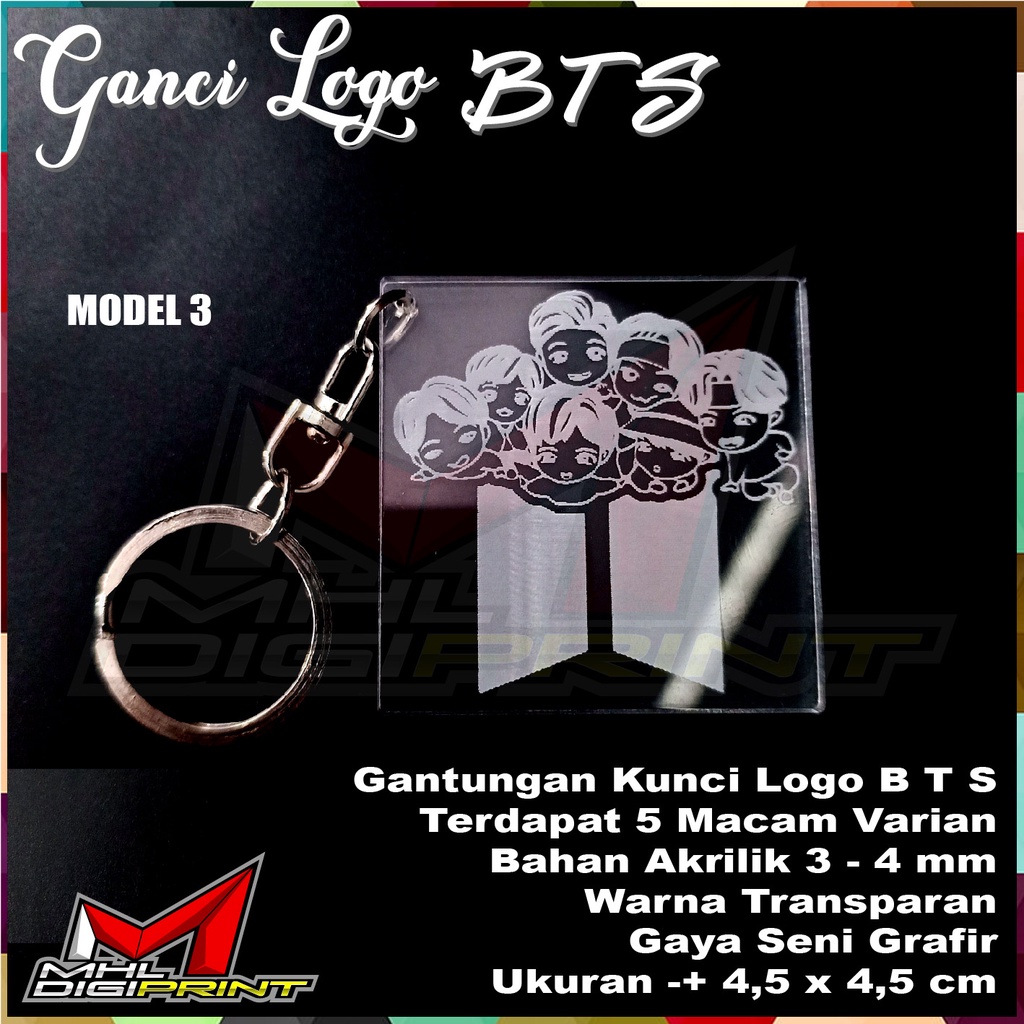 GANTUNGAN KUNCI AKRILIK LOGO BTS - GANCI BTS - SEHARI JADI - TANPA MINIMAL ORDER - GANTUNGAN KUNCI BTS