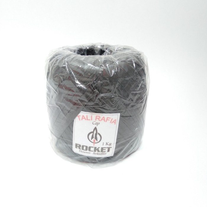 

Tali Rafia Plastik Roll Besar Hitam 1 KG / ROCKET