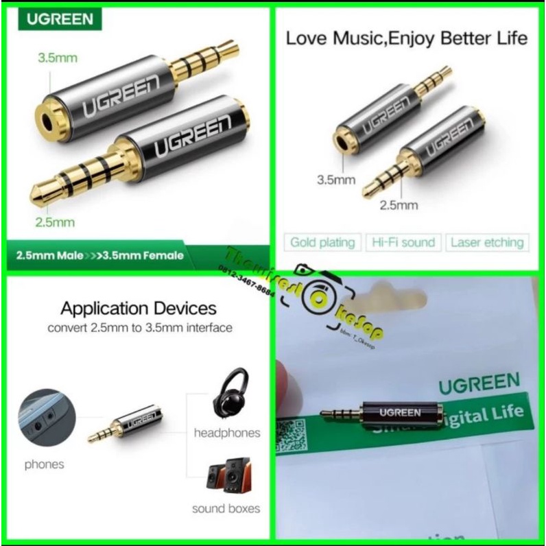 Adapter Konverter Ugreen 3.5mm Female to 2.5mm Male to 3.5mm 20501