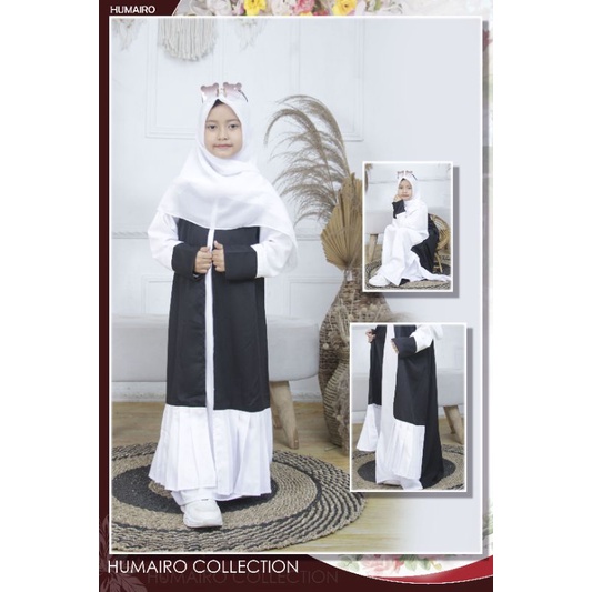 seragaman anak Tk/SD gamis khaliza hitam putih