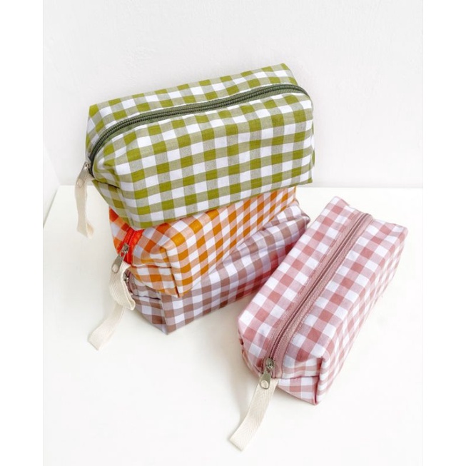 Cosmetic pouch gingham / dompet kosmetik / pouch lucu / oil pouch