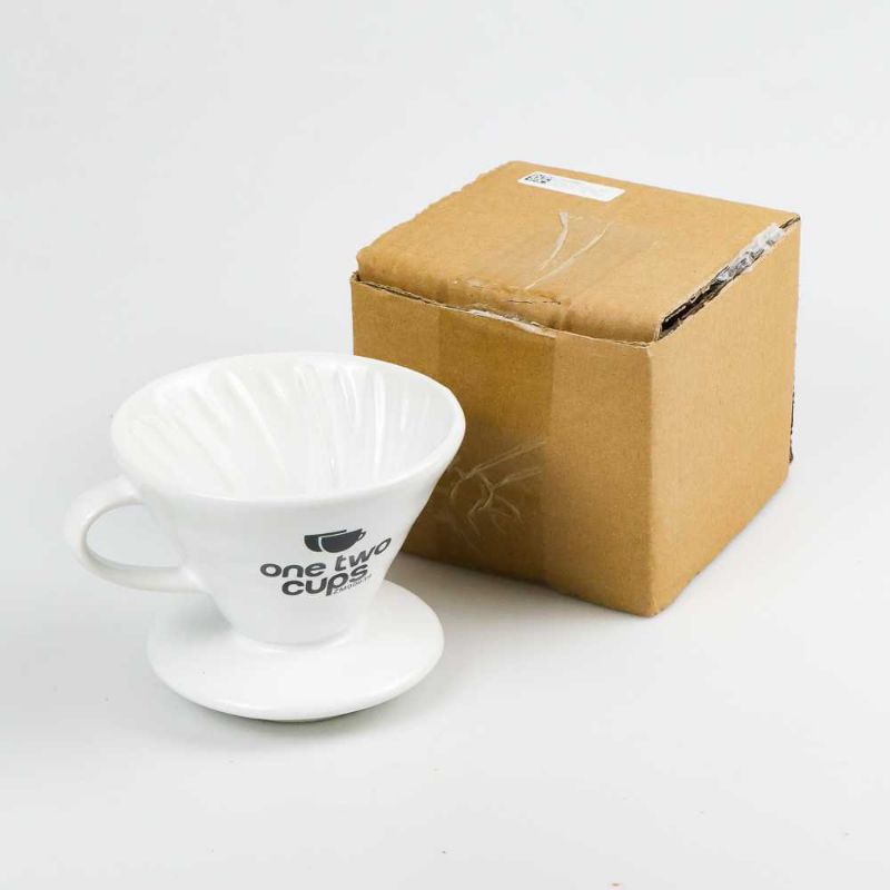 One Two Cups Filter Penyaring Kopi V60 Glass Coffee Filter Dripper - ZM00639 Putih 1 - 4 Cups