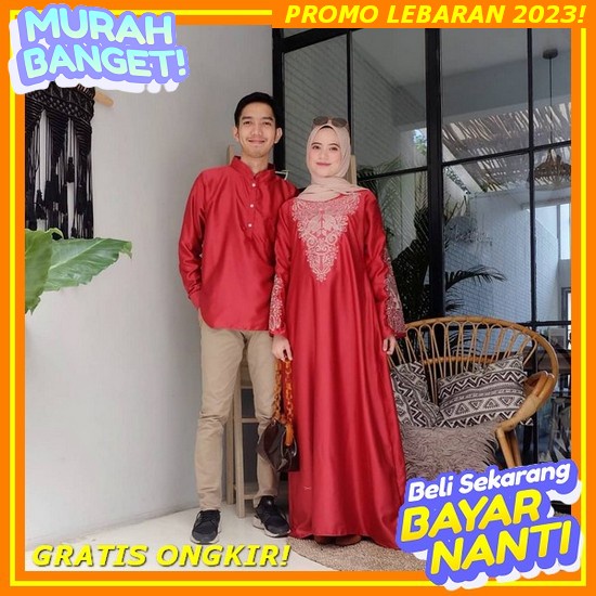 (Bisa Cod) Couple Sarimbit 2023 Nibras Daania Taupe Gray Gamis Koko Keluarga Modern By Nibras Jm Ars