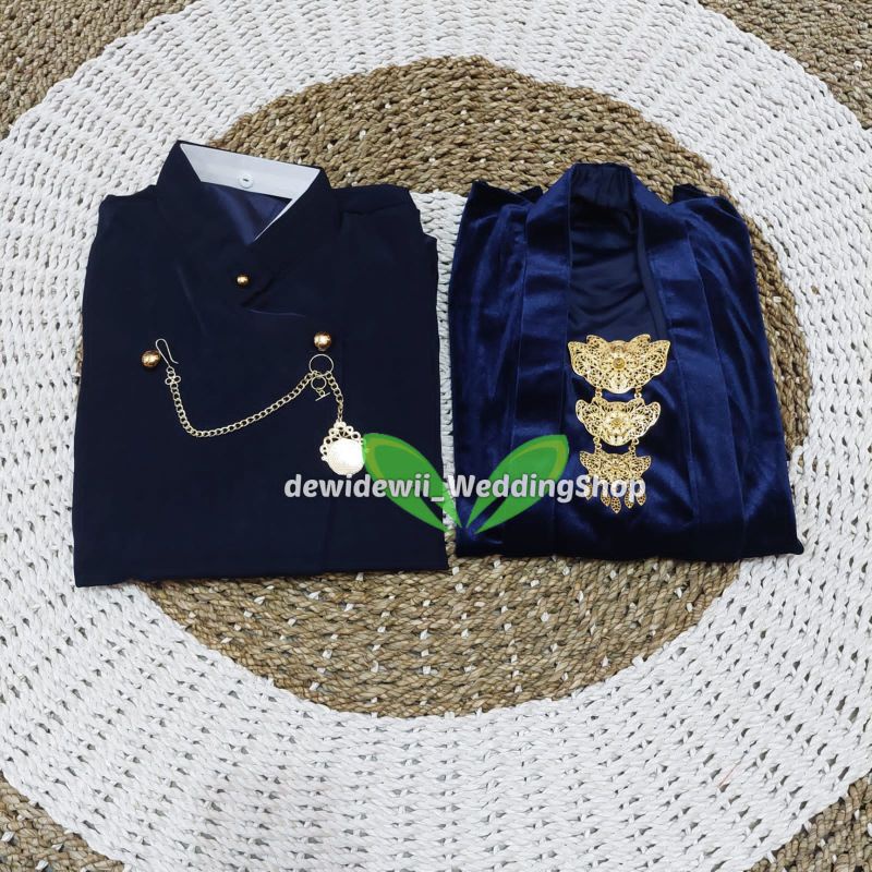 [1 Set] Beskap Solo + Kebaya / Warna Navy || Atasan Baju Prewedding