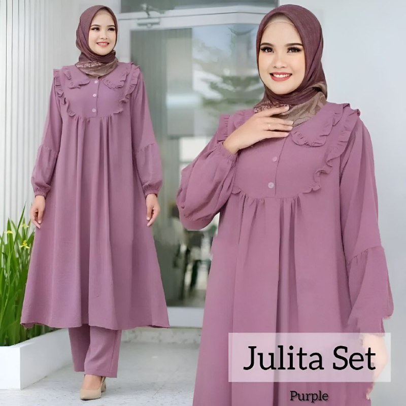 One Set Julita Set Wanita Rayon Premium Busui Kancing Depan