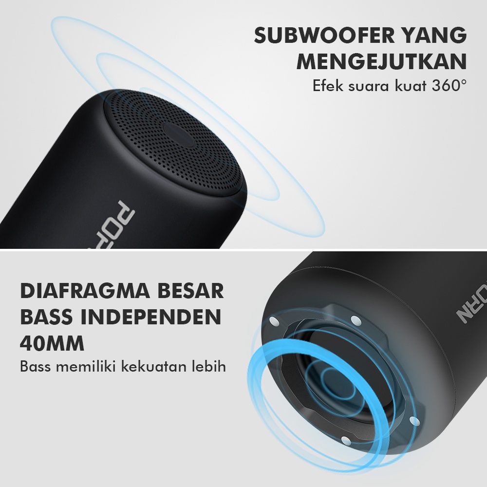 POPCORN Portable Speaker Bluetooth 5.1 Stereo Speaker Built-In Call Mikrofon Cocok untuk Pesta Musik/Camping/Gunung