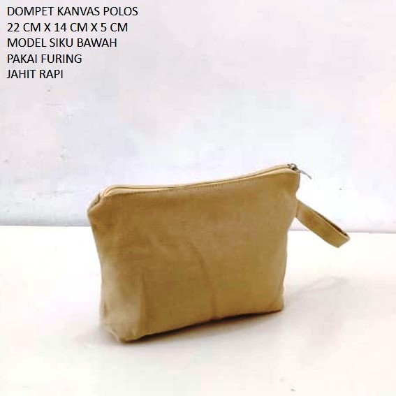 DOMPET KANVAS POLOS POUCH KANVAS WARNA KREM. Riens Collections