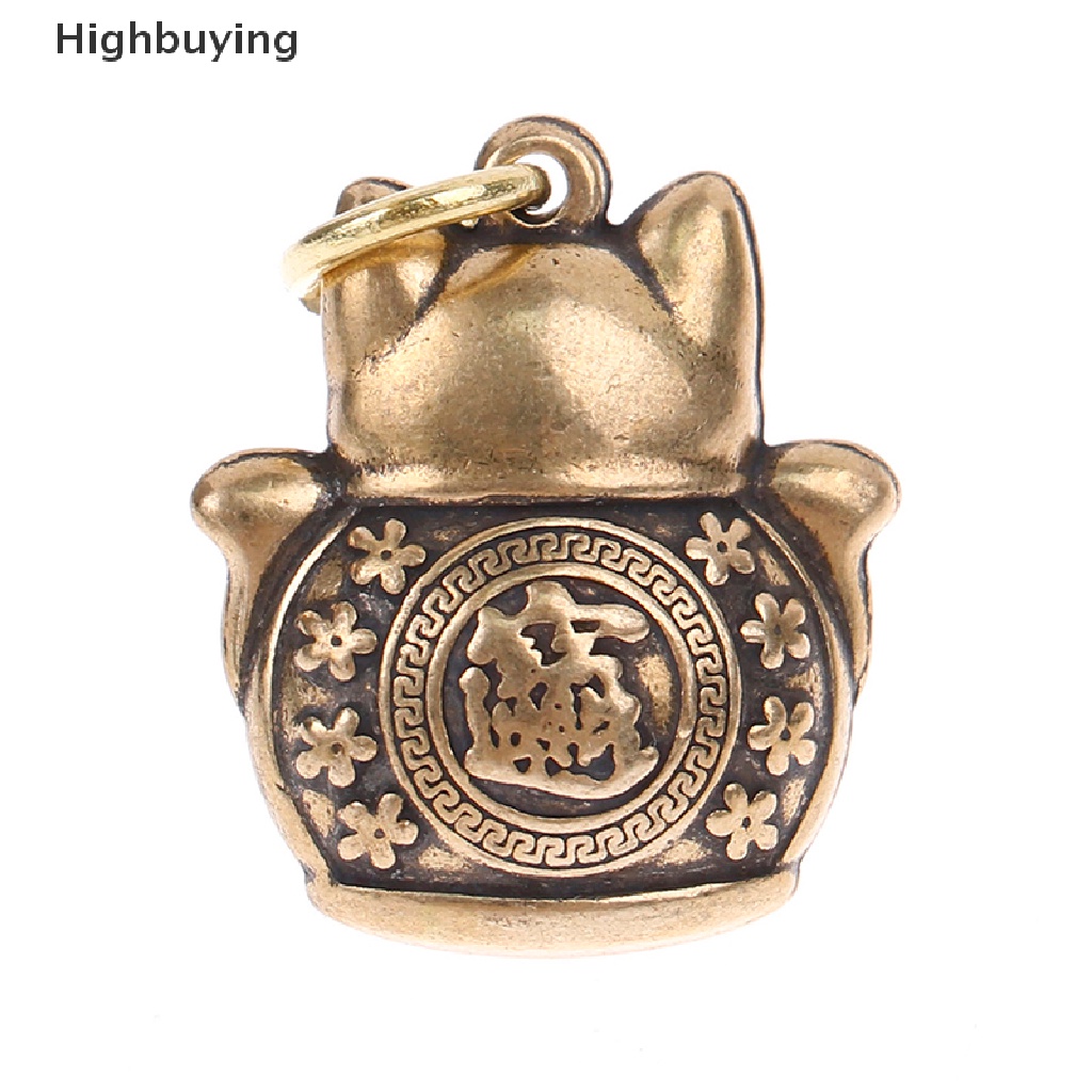 Hbid Tembaga Murni Lucky Cat Gantungan Kunci DIY Perhiasan Aksesoris Gantung Keyring Pendant Glory