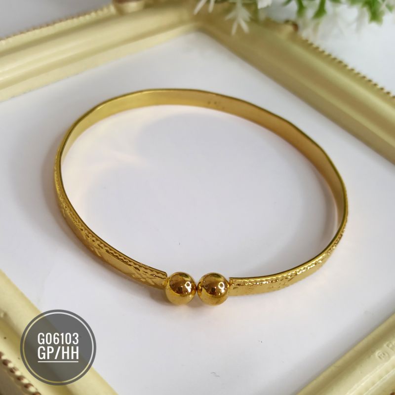 Gelang Fashion dubai Fleksibel Ukir warna 24k G06103