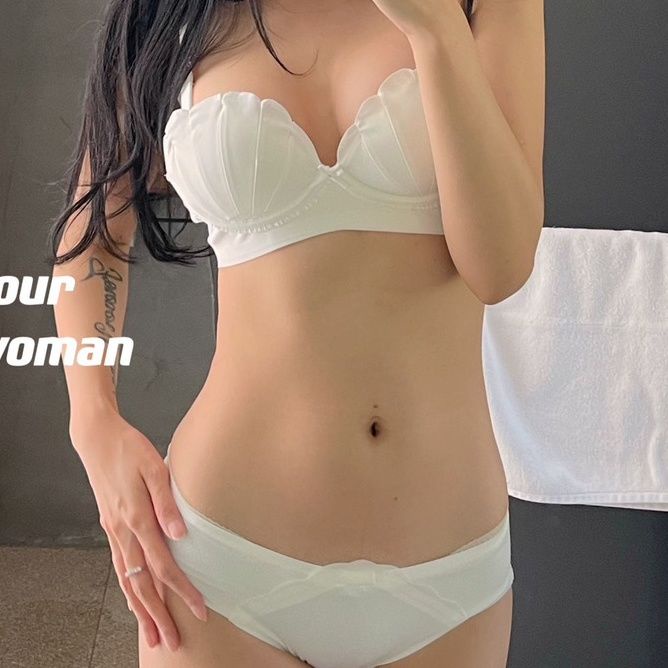 Lingerie set bra up mendukung pengumpulan dada kecil ke atas cangkir kenyamanan sehari-hari warna-wa