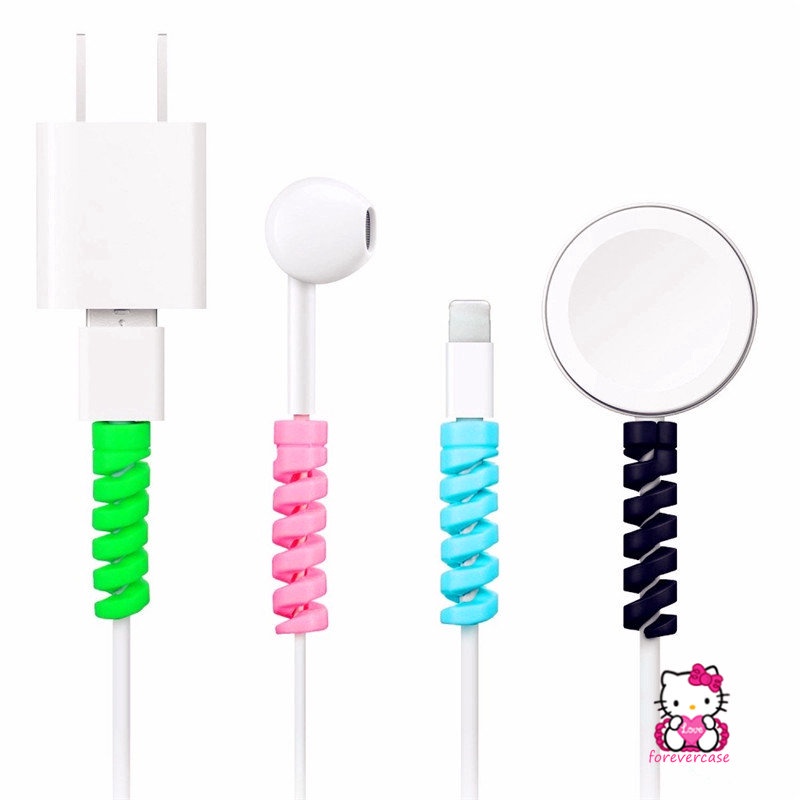 1pc Pelindung Jalur Data Kabel Data Silikon Spiral Warna Permen