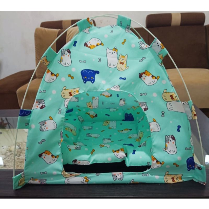 rumah kucing tenda bungkar pasang plus kasur anti gembos zeorfarm