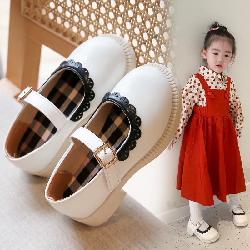 SH2265 Bisa COD Anak Renda Kecil Sepatu Kulit 2023 Musim Semi Baru Ujung Bulat Fashion Anak Perempuan Sepatu Tunggal Lembut Bawah Putri Sepatu Tren Size 21-36