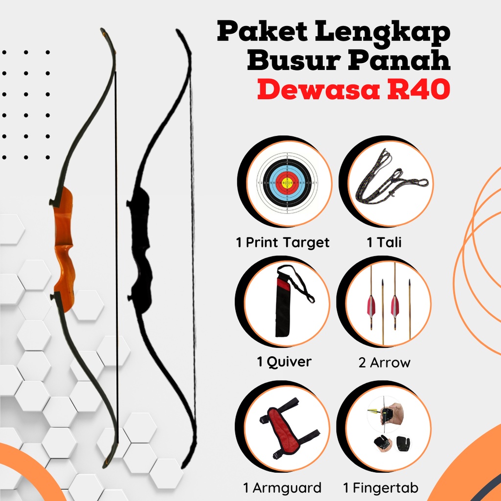 Busur Panah Alat Perlengkapan Panahan Terbaik Lengkap Pemula Dewasa R40