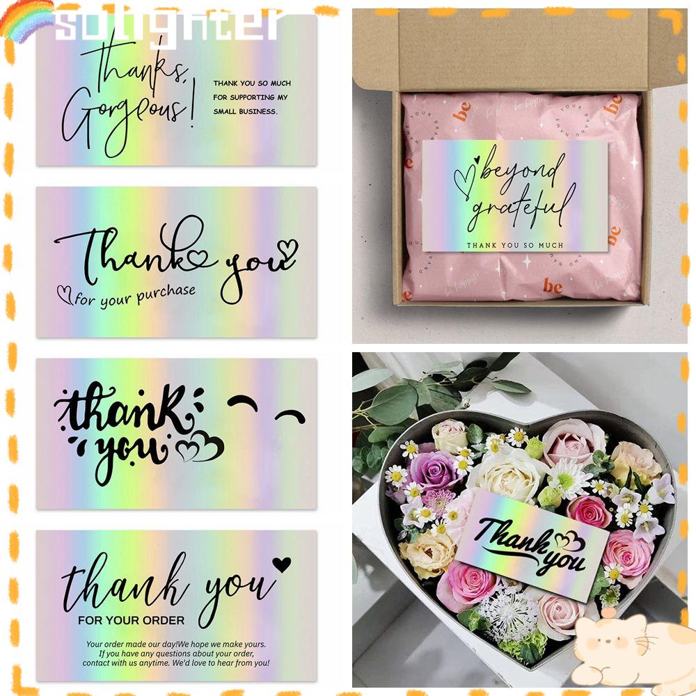 Solighter 50PCS Thank You For Your Order Paket Kado Belanja Sisipan Greeting Postcard Beyond Grateful Labels