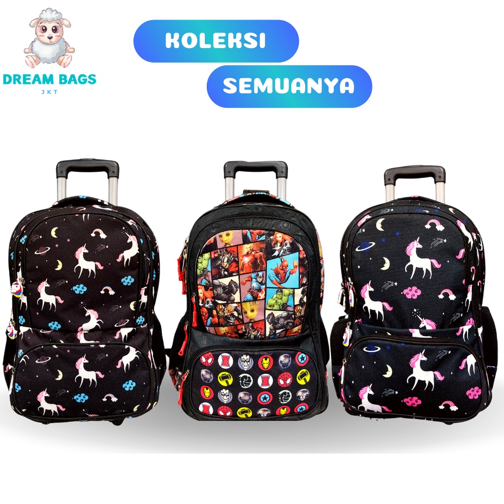 Ransel Troly Dream Bags 18 Inch Tas Troli Anak - Tas Ransel Trolly Sekolah Anak SD SMP