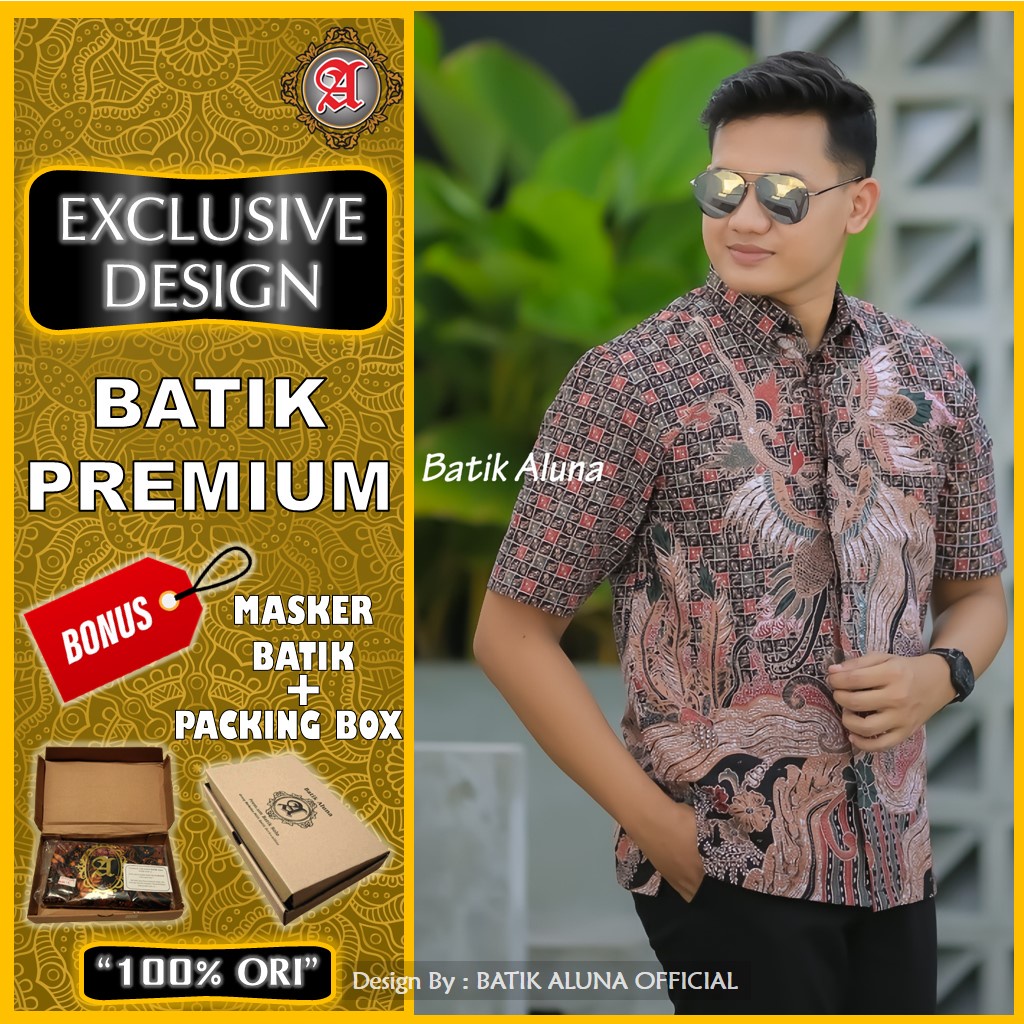 Hem Batik Pria Lengan Pendek Premium Kekinian Batik Keris Pria Original Produksi Batik Aluna ID 012