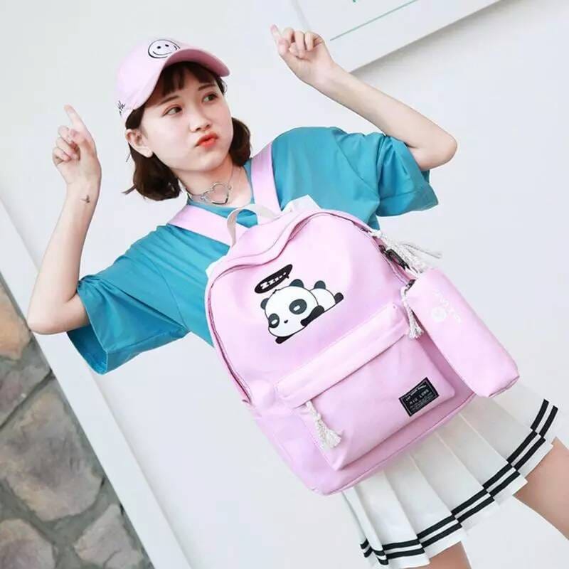 &quot;aurabagss&quot; - Beli 1 Dapat 4 Tas Anak Set 4 In 1 Motif &quot;PANDA&quot; Tas Ransel Anak Sekolah SD SMP Backpack Anak Sekolah Unisex Multifungsi Keren Trendy Stylish Kekinian